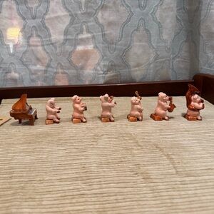 Pig Lover Perfect Gift! Set Of 6 (Plus Piano ) Vintage Porcelain Music Band Cute